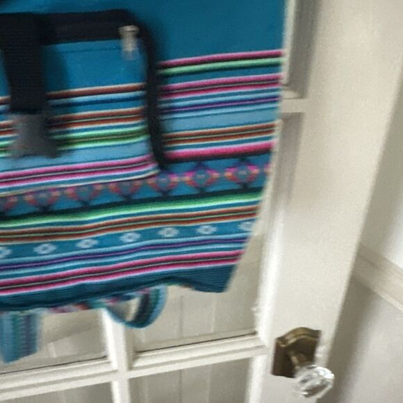 Large Backpack Tribal Striped Lightweight Drawstring Handmade Bag Beach Boho - Picture 4 of 11